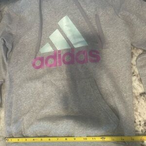 Adidas Gray Hoodie with Teal and Purple Accents